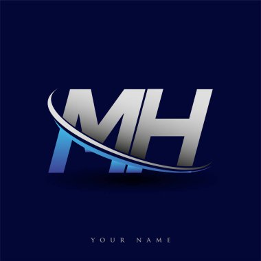 İlk harf MH logotype şirketinin adı mavi ve gri renkte. iş ve şirket kimliği için vektör logosu.