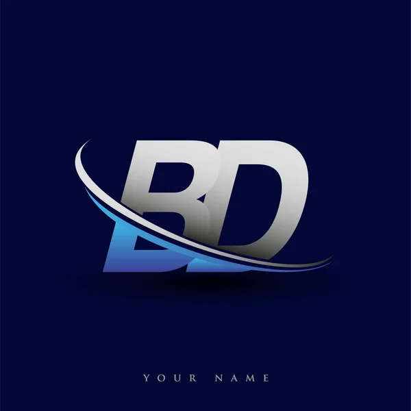 Lettre Initiale Logotype Nom Entreprise Couleur Bleu Gris Swoosh Design — Image vectorielle