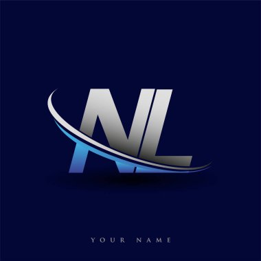 İlk harf NL logotype şirketinin adı mavi ve gri renkte. iş ve şirket kimliği için vektör logosu.