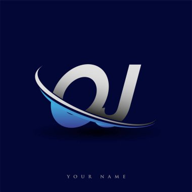 İlk harfi OJ logotype şirketi. Renkli mavi ve gri çizim. iş ve şirket kimliği için vektör logosu.