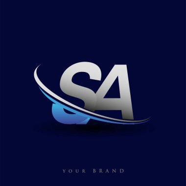 İlk harf SA logotype şirketinin adı mavi ve gri renkli desenli. iş ve şirket kimliği için vektör logosu.