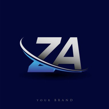 İlk harf ZA logotype şirketinin adı mavi ve gri renkli desenli. iş ve şirket kimliği için vektör logosu.