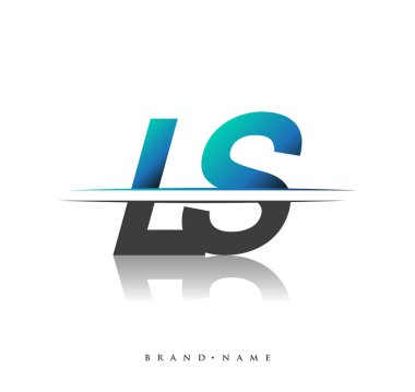 LS ilk logo şirketi adı siyah-mavi, Basit ve Modern Logo Tasarımı.