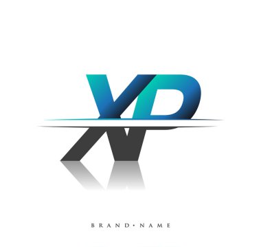 XP ilk logo şirketi adı siyah-mavi, Basit ve Modern Logo Tasarımı.