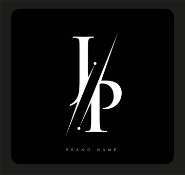 Şirketin adı olan siyah-beyaz renk ve / renk tasarımı için ilk harf JP. İş ve şirket kimliği için vektör logosu.