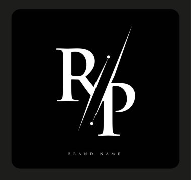 Şirketin adı olan siyah-beyaz renk ve / renk tasarımı için ilk harf RP. İş ve şirket kimliği için vektör logosu.