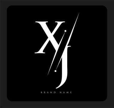 Şirketin adı XJ. Siyah-beyaz renk ve / renk tasarımı için ilk harf. İş ve şirket kimliği için vektör logosu.