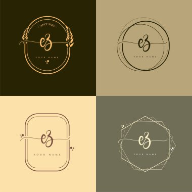 EZ ilk el yazısı logo vektörü ayarları. El yazısı. Logo markası, kadın ve lüks logo tasarımı..