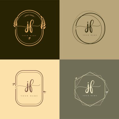 JF İlk el yazısı logo vektörü ayarları. El yazısı. Logo markası, kadın ve lüks logo tasarımı..