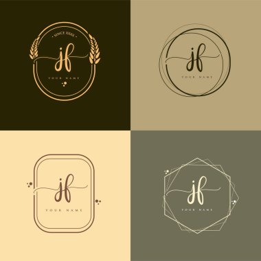 JF Initial handwriting logo vector sets. Hand lettering Initials logo branding, Feminine and luxury logo design. vector