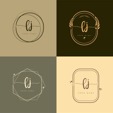 LJ ilk el yazısı logo vektörü ayarları. El yazısı. Logo markası, kadın ve lüks logo tasarımı..