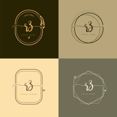 RZ ilk el yazısı logo vektörü ayarları. El yazısı. Logo markası, kadın ve lüks logo tasarımı..