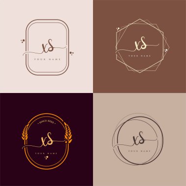 XS İlk el yazısı logo vektörü ayarları. El yazısı. Logo markası, kadın ve lüks logo tasarımı..
