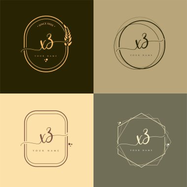 XZ ilk el yazısı logo vektörü ayarları. El yazısı. Logo markası, kadın ve lüks logo tasarımı..