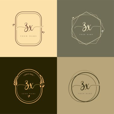 ZX İlk el yazısı logo vektörü ayarları. El yazısı. Logo markası, kadın ve lüks logo tasarımı..