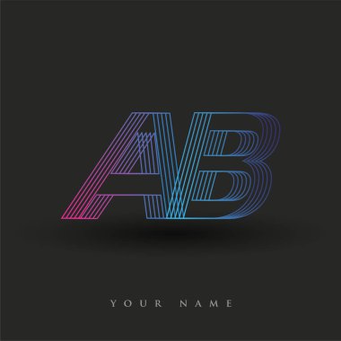 İlk harf logosu AB renkli mavi ve morumsu çizgili kompozisyon, Vector logo tasarım şablonu elemanları işletmeniz veya şirket kimliğiniz için.