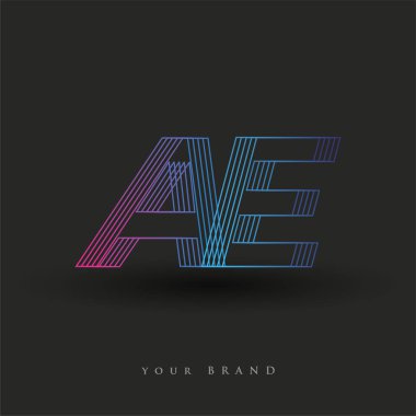 İlk harf logosu AE renklendirilmiş mavi ve morumsu çizgili bileşim, Vector logo tasarım şablonu elemanları iş veya şirket kimliğiniz için.