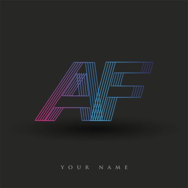 İlk harf logosu AF renkli mavi ve morumsu çizgili kompozisyon, Vector logo şablonu elemanları iş veya şirket kimliğiniz için.