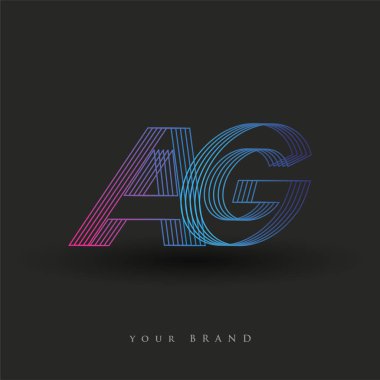 İlk harf logosu AG renklendirilmiş mavi ve morumsu çizgili bileşim, Vector logo tasarım şablonu elemanları iş veya şirket kimliğiniz için.
