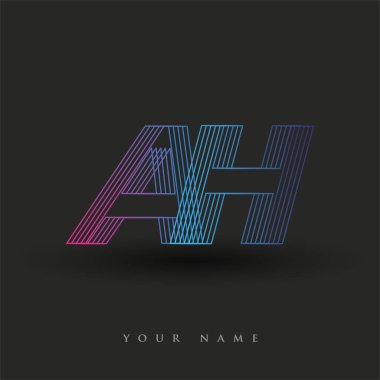 İlk harf logosu AH renkli mavi ve morumsu çizgili kompozisyon, şirketiniz veya şirket kimliğiniz için vektör logo tasarım şablonu ögeleri.