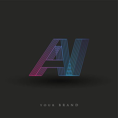 İlk harf logosu AI mavi ve morumsu çizgili kompozisyon, Vector logo tasarım şablonu elemanları iş veya şirket kimliğiniz için.