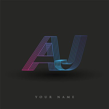 İlk harf logosu AJ çizgili kompozisyona sahip mavi ve mor renkli AJ, şirketiniz veya şirket kimliğiniz için vektör logosu şablon elemanları.
