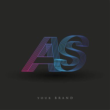İlk harf logosu AS renkli mavi ve morumsu çizgili kompozisyon, Vector logo tasarım şablonu elemanları işletmeniz veya şirket kimliğiniz için.