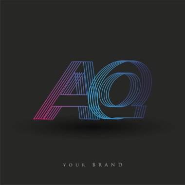 İlk harf logosu AQ renkli mavi ve morumsu çizgili kompozisyon, şirket veya şirket kimliğiniz için vektör logo tasarım şablonu unsurları.