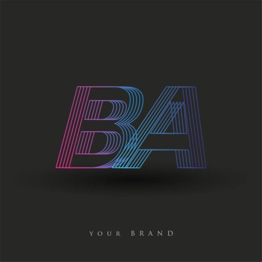 İlk harf logosu BA renkli mavi ve morumsu çizgili bileşim, Vector logo tasarım şablonu elemanları işletmeniz veya şirket kimliğiniz için.