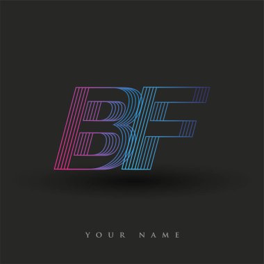 İlk harf logosu BF renkli mavi ve morumsu çizgili kompozisyon, Vector logo tasarım şablonu elemanları işletmeniz veya şirket kimliğiniz için.