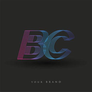 İlk harf logosu BC renkli mavi ve morumsu çizgili bileşim, Vector logo tasarım şablonu elemanları iş veya şirket kimliğiniz için.