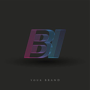 İlk harf logosu BI mavi ve morumsu çizgili kompozisyon, Vector logo şablon elemanları şirketiniz veya şirket kimliğiniz için.