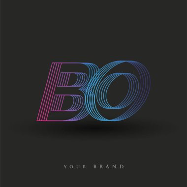 İlk harf logosu BO renkli mavi ve morumsu çizgili kompozisyon, Vector logo tasarım şablonu elemanları işletmeniz veya şirket kimliğiniz için.