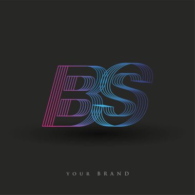 İlk harf logosu BS renkli mavi ve morumsu çizgili kompozisyon, Vector logo tasarım şablonu elemanları işletmeniz veya şirket kimliğiniz için.
