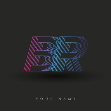İlk harf logosu BR renkli mavi ve morumsu çizgili kompozisyon, şirket veya şirket kimliğiniz için vektör logo tasarım şablonu unsurları.