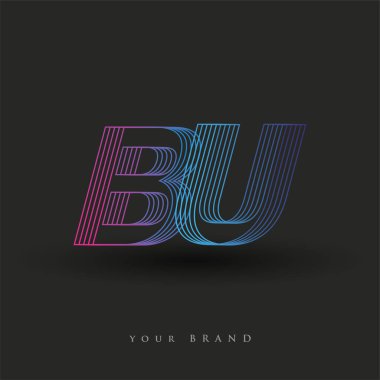 İlk harf logosu BU renkli mavi ve morumsu çizgili kompozisyon, Vector logo şablonu elemanları iş veya şirket kimliğiniz için.