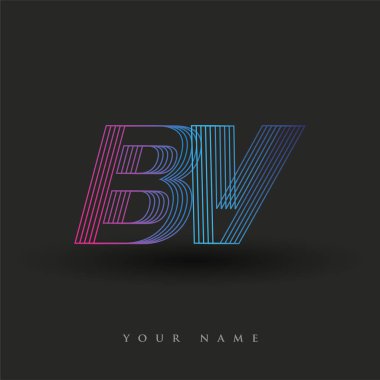 İlk harf logosu BV renkli mavi ve morumsu çizgili kompozisyon, Vector logo tasarım şablonu elemanları iş veya şirket kimliğiniz için.