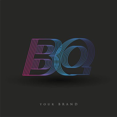 İlk harf logosu BQ renkli mavi ve morumsu çizgili kompozisyon, şirket veya şirket kimliğiniz için vektör logo tasarım şablonu unsurları.