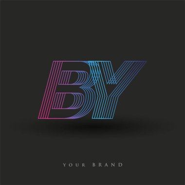 ilk harf logosu by renklendirilmiş mavi ve morumsu çizgili bileşim, Vector logo tasarım şablonu elemanları işletmeniz veya şirket kimliğiniz için.