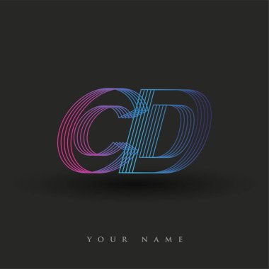 İlk harf logo CD 'si çizgili kompozisyon ile mavi ve morumsu renklendirilmiş, şirketiniz veya şirket kimliğiniz için vektör logo şablonu unsurları tasarımı.