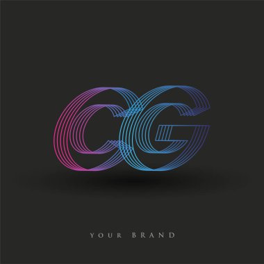 İlk harf logosu CG renkli mavi ve morumsu çizgili kompozisyon, Vector logo şablonu elemanları iş veya şirket kimliğiniz için.