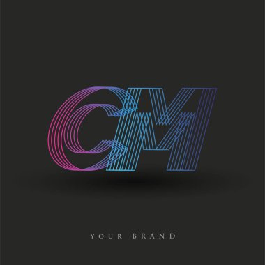 İlk harf logosu CM mavi ve morumsu çizgili kompozisyon, Vector logo şablonu elemanları iş veya şirket kimliğiniz için.