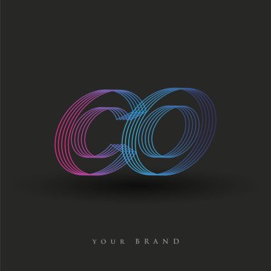 İlk harf logosu CO renkli mavi ve morumsu çizgili kompozisyon, Vector logo tasarım şablonu elemanları iş veya şirket kimliğiniz için.