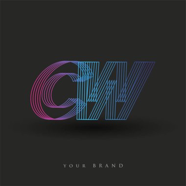 İlk harf logosu CW renkli mavi ve morumsu çizgili kompozisyon, Vector logo tasarım şablonu elemanları iş veya şirket kimliğiniz için.