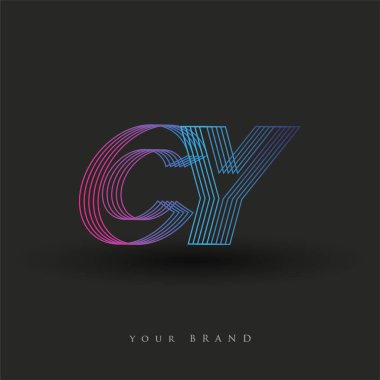 İlk harf logosu CY renkli mavi ve morumsu çizgili bileşim, Vector logo tasarım şablonu elemanları iş veya şirket kimliğiniz için.