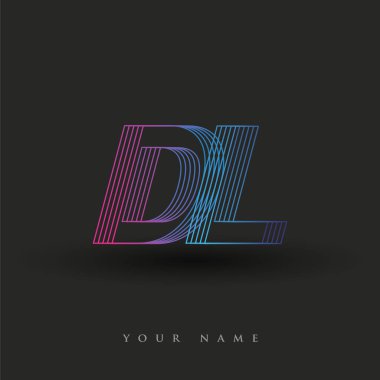 İlk harf logosu DL renkli mavi ve morumsu çizgili bileşim, Vector logo tasarım şablonu elemanları iş veya şirket kimliğiniz için.