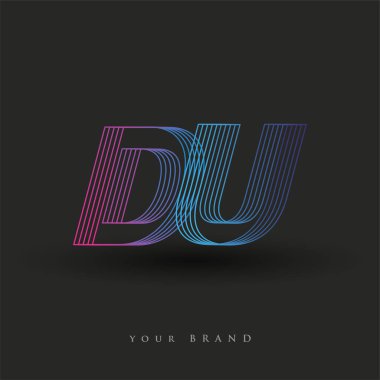 İlk harf logosu DU renkli mavi ve morumsu çizgili kompozisyon, Vector logo şablonu elemanları iş veya şirket kimliğiniz için.