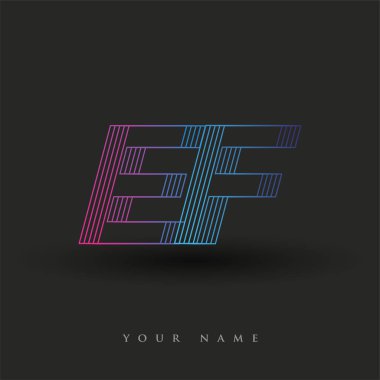 İlk harf logosu EF mavi ve morumsu çizgili kompozisyon, Vector logo şablonu elemanları iş veya şirket kimliğiniz için.
