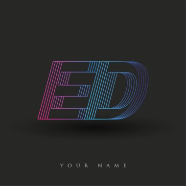 ilk harf logosu ED renkli mavi ve morumsu çizgili kompozisyon, Vector logo şablonu elemanları işletmeniz veya şirket kimliğiniz için.