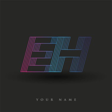 İlk harf logosu EH renkli mavi ve morumsu çizgili bileşim, Vector logo tasarım şablonu elemanları iş veya şirket kimliğiniz için.